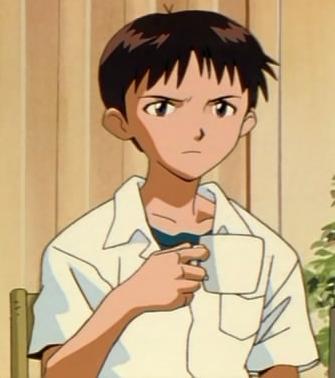 Shinji drinking tea
